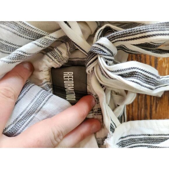 REFORMATION MAGDELENA STRIPPED OPEN BACK RAW HEM Strapless MIDI DRESS SZ Medium - Picture 2 of 4